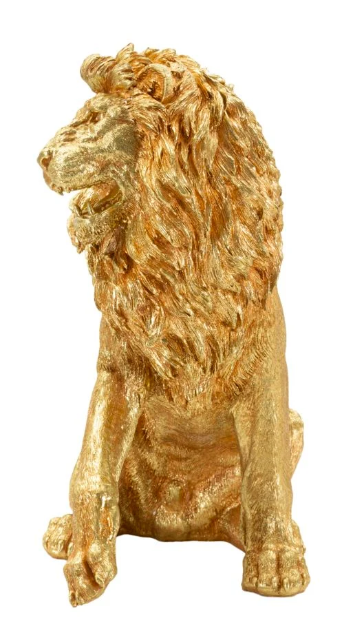 Decorazione Leone Shant 45x29x55 cm in Resina Oro