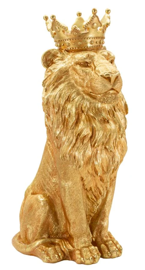 Decorazione Re Leone Shant 30x42x74 cm in Resina Oro