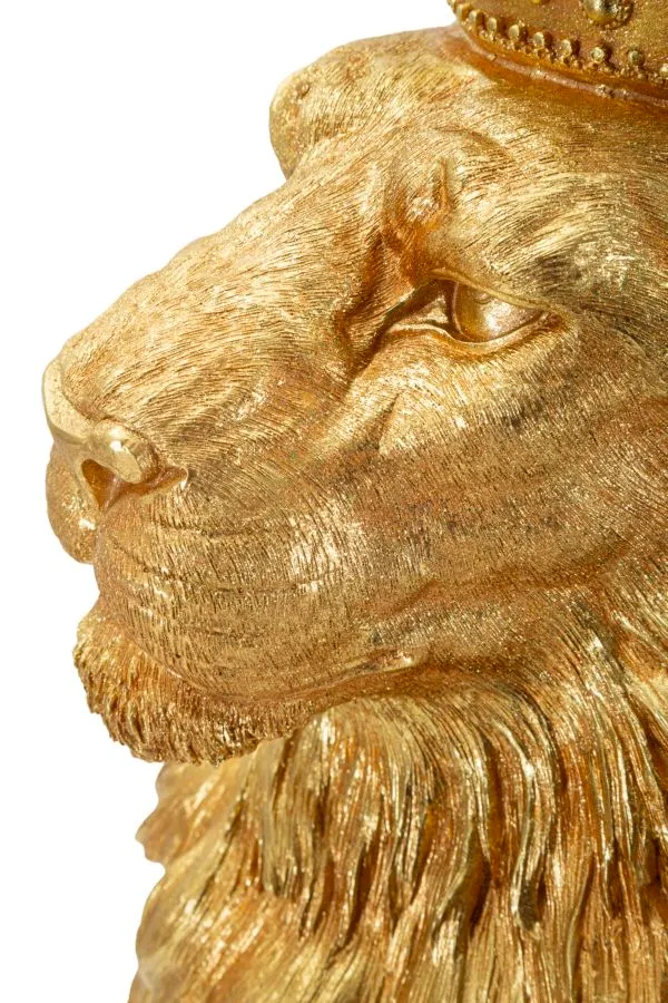 Decorazione Re Leone Shant 30x42x74 cm in Resina Oro