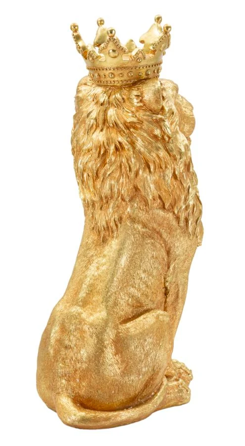Decorazione Re Leone Shant 30x42x74 cm in Resina Oro