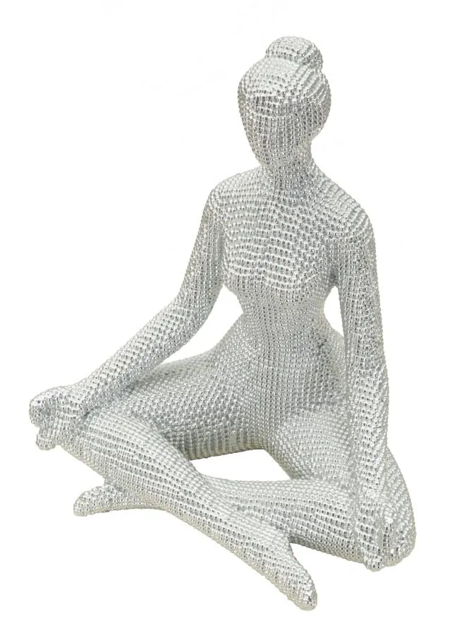 Decorazione Donnina Yoga Silver 20,5x15,5x23 cm in Resina Bianco