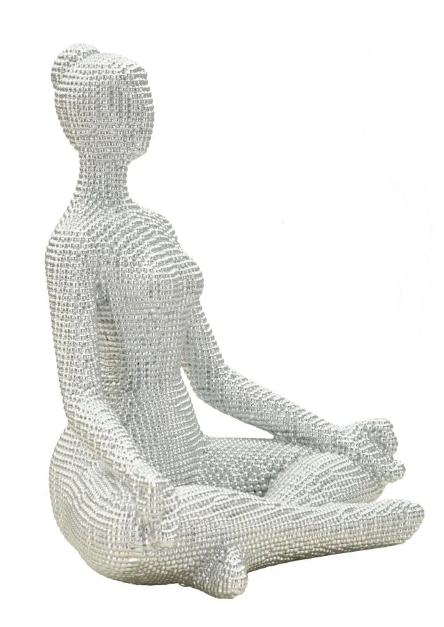Decorazione Donnina Yoga Silver 20,5x15,5x23 cm in Resina Bianco