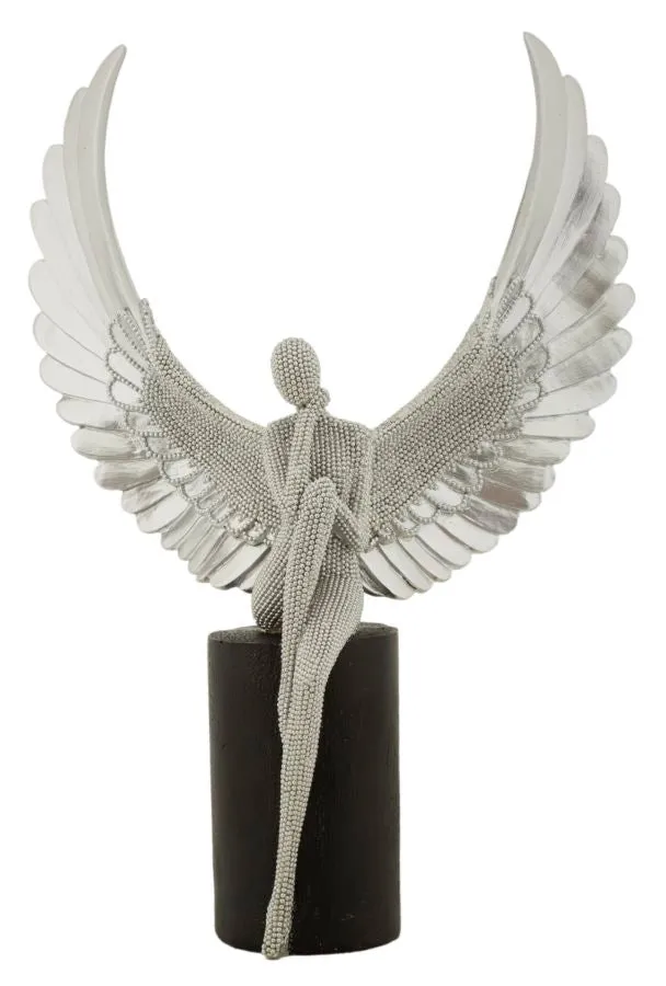 Statuetta Sparky 24x8x34 cm in Resina Argento e Nero