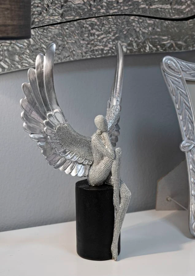 Statuetta Sparky 24x8x34 cm in Resina Argento e Nero