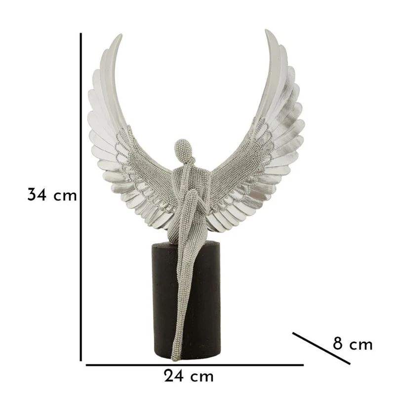 Statuetta Sparky 24x8x34 cm in Resina Argento e Nero