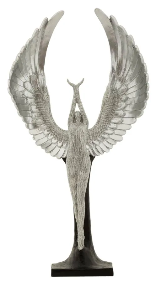 Statuetta Sparky 26x9x48 cm in Resina Argento e Nero