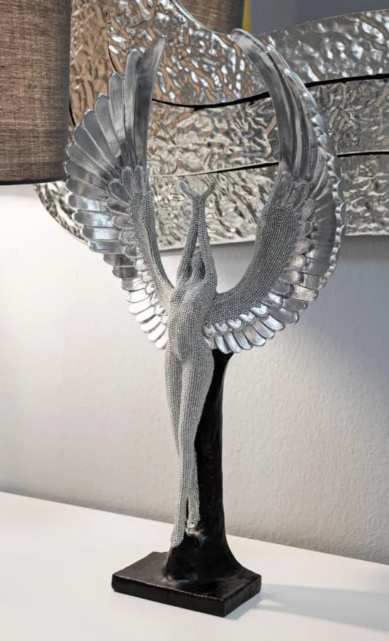 Statuetta Sparky 26x9x48 cm in Resina Argento e Nero