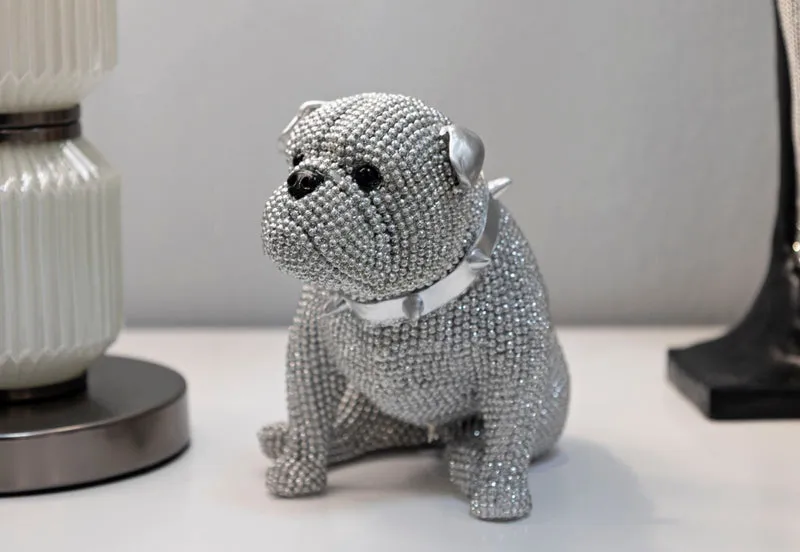Decorazione Cane Sparky 17x11x14 cm in Resina Argento