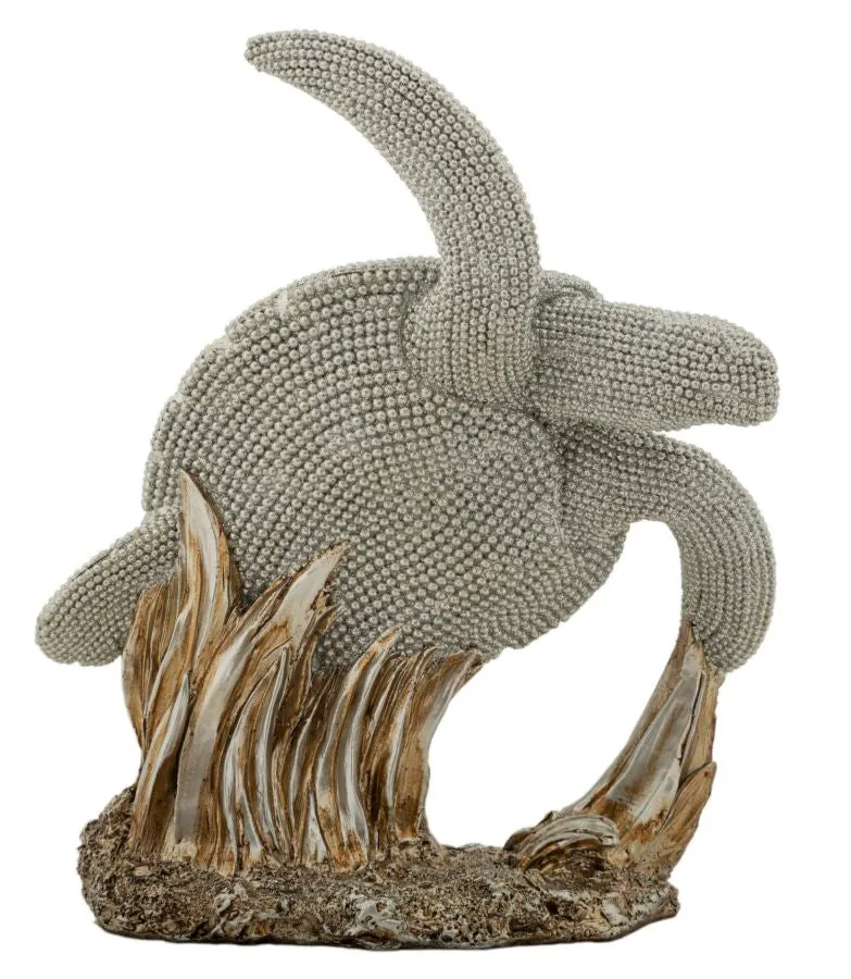 Decorazione Tartaruga Sparky 19x10,5x22 cm in Resina Argento