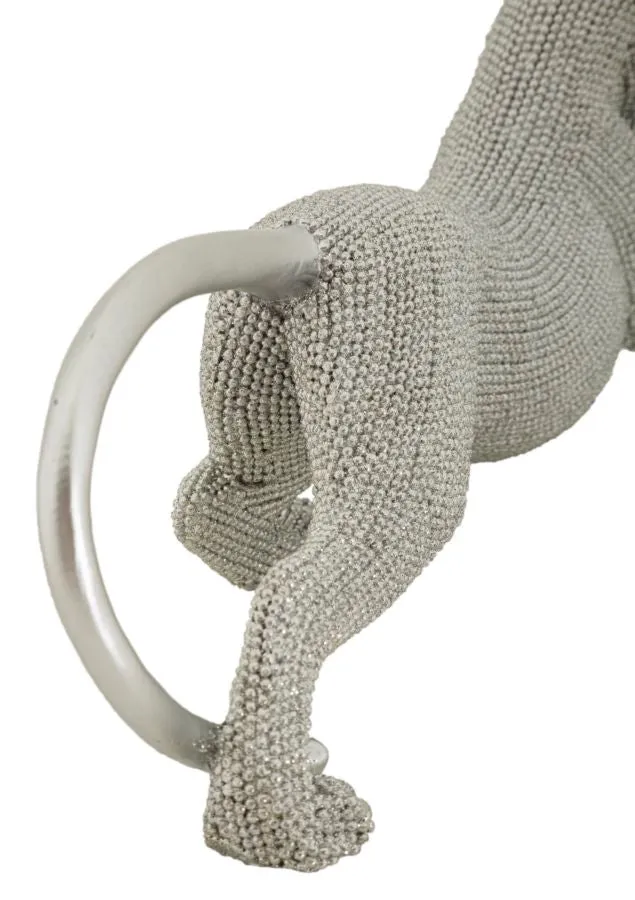Decorazione Pantera Sparky 32x9x11 cm in Resina Argento
