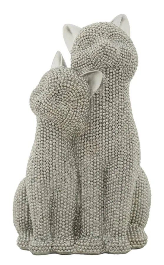 Decorazione Gatti Sparky Coppia 13x10x21 cm in Resina Argento