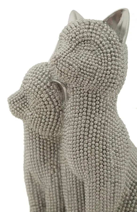 Decorazione Gatti Sparky Coppia 13x10x21 cm in Resina Argento