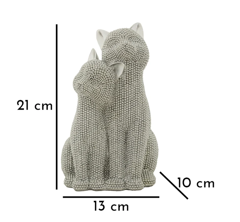 Decorazione Gatti Sparky Coppia 13x10x21 cm in Resina Argento
