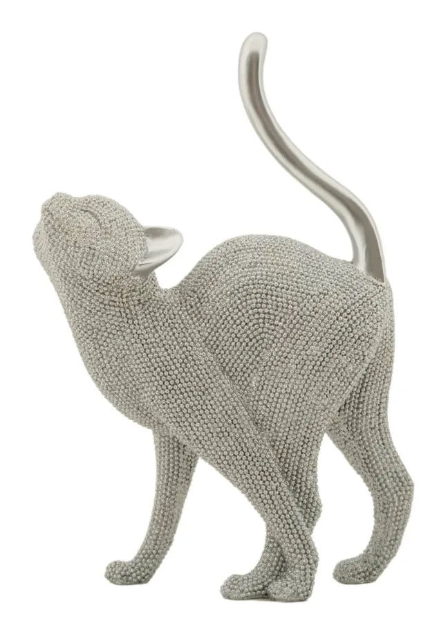 Decorazione Gatto Sparky 17,5x9x26 cm in Resina Argento
