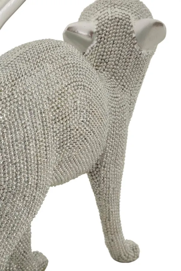 Decorazione Gatto Sparky 17,5x9x26 cm in Resina Argento