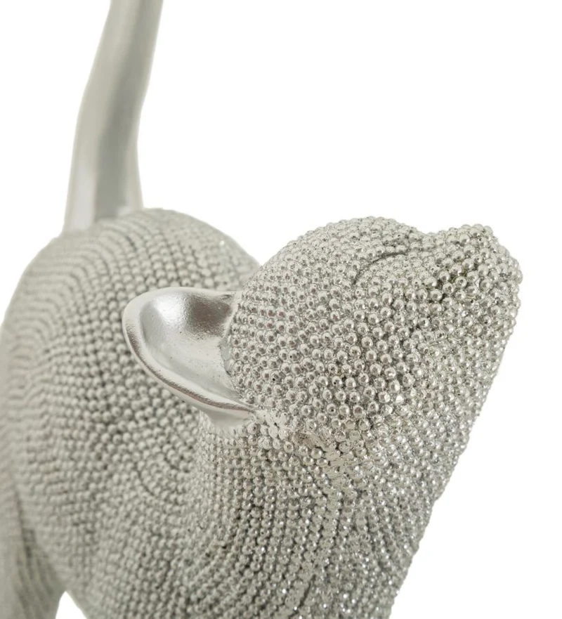 Decorazione Gatto Sparky 17,5x9x26 cm in Resina Argento