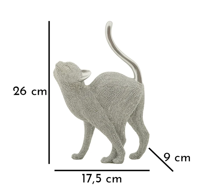 Decorazione Gatto Sparky 17,5x9x26 cm in Resina Argento