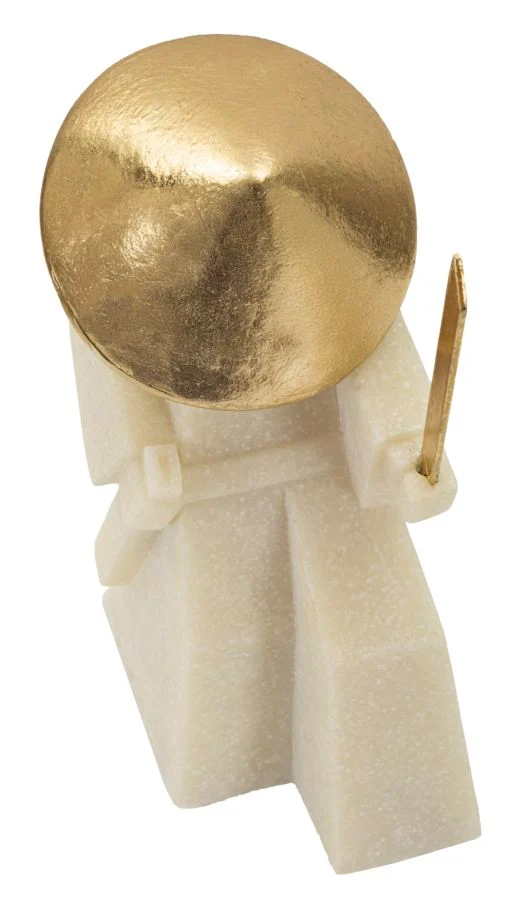 Decorazione Samurai Toku Quarzy 14x9x24,5 cm in Resina e Metallo Bianco e Oro