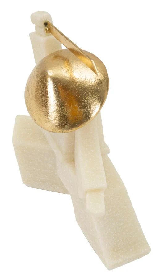 Decorazione Samurai Oda Quarzy 19x8x18 cm in Resina e Metallo Bianco e Oro