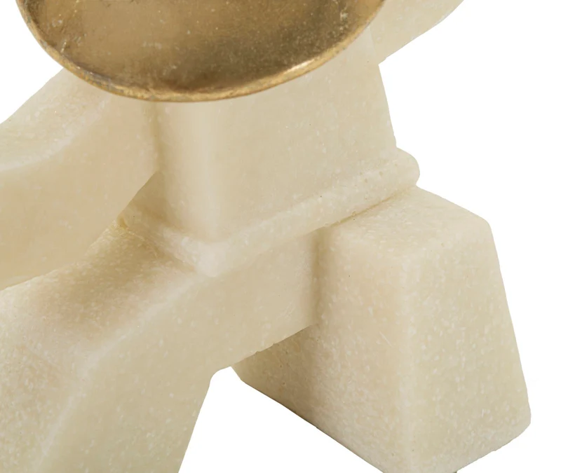 Decorazione Samurai Oda Quarzy 17x7,5x18,5 cm in Resina e Metallo Bianco e Oro