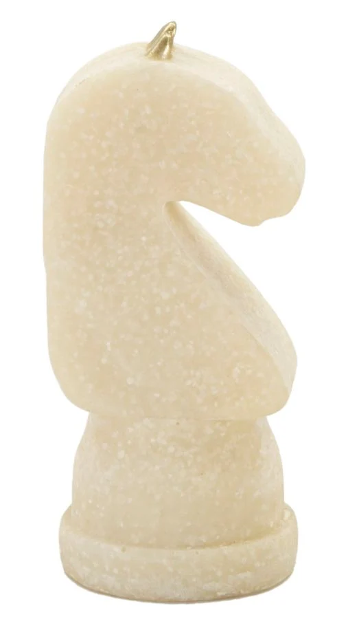 Set 8 Pezzi Decorazione Scacchi Quarzy Assortiti in Resina Bianco e Oro