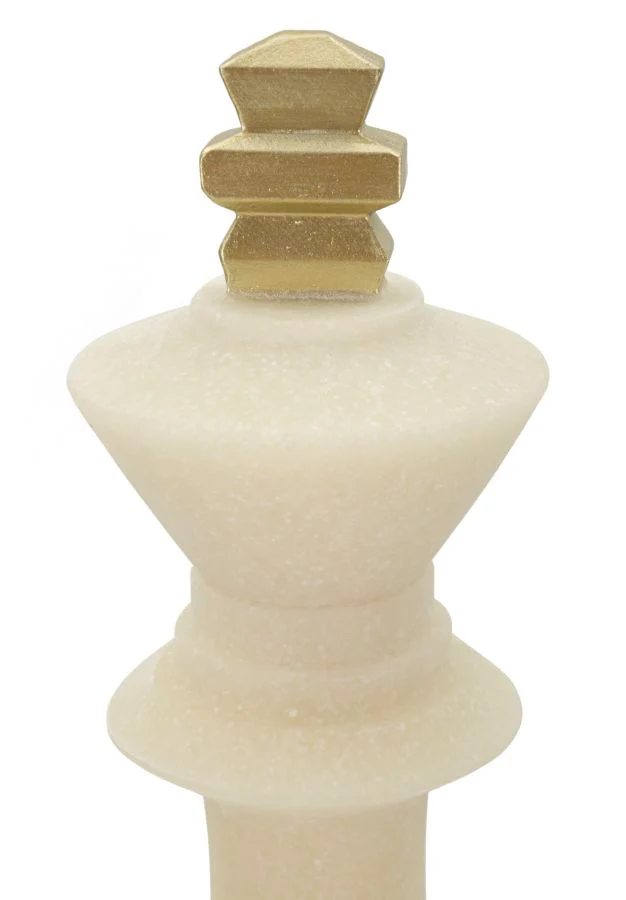Decorazione Re Quarzy Ø13x41 cm in Resina Bianco e Oro