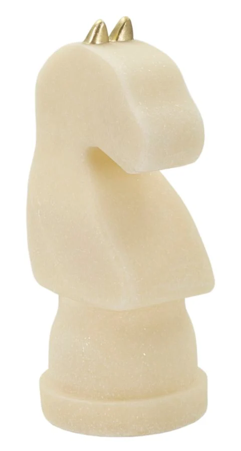 Decorazione Cavallo Quarzy 14x13x31 cm in Resina Bianco e Oro