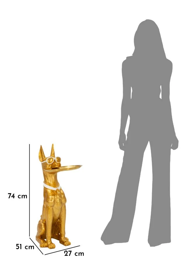 Decorazione Cane Pit Svuotatasche 27x51x74 cm in Resina e Metallo Oro