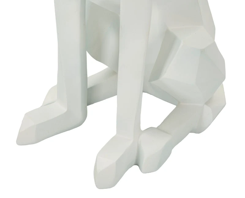 Decorazione Cane Ory Svuotatasche 27x51x74 cm in Resina e Metallo Bianco e Oro