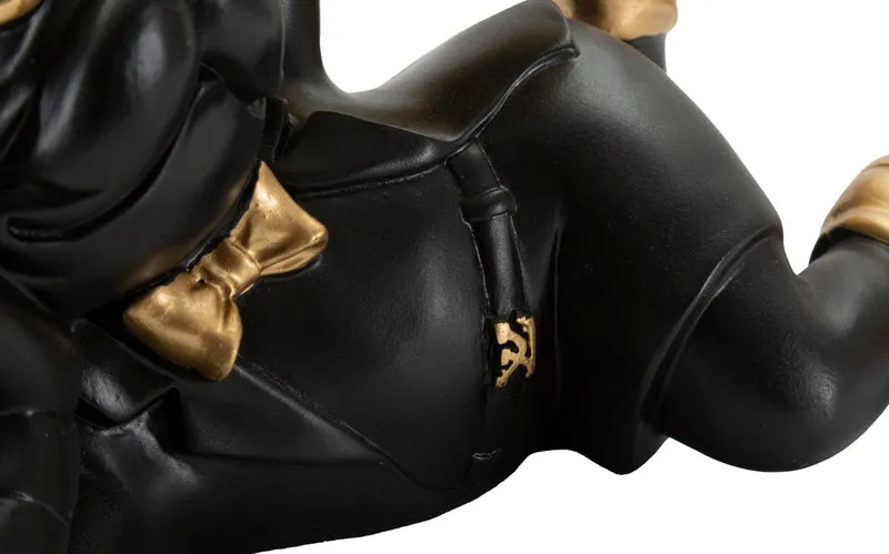 Decorazione Cane Rover Svuotatasche 27x17x18,5 cm in Resina e Metallo Nero e Oro