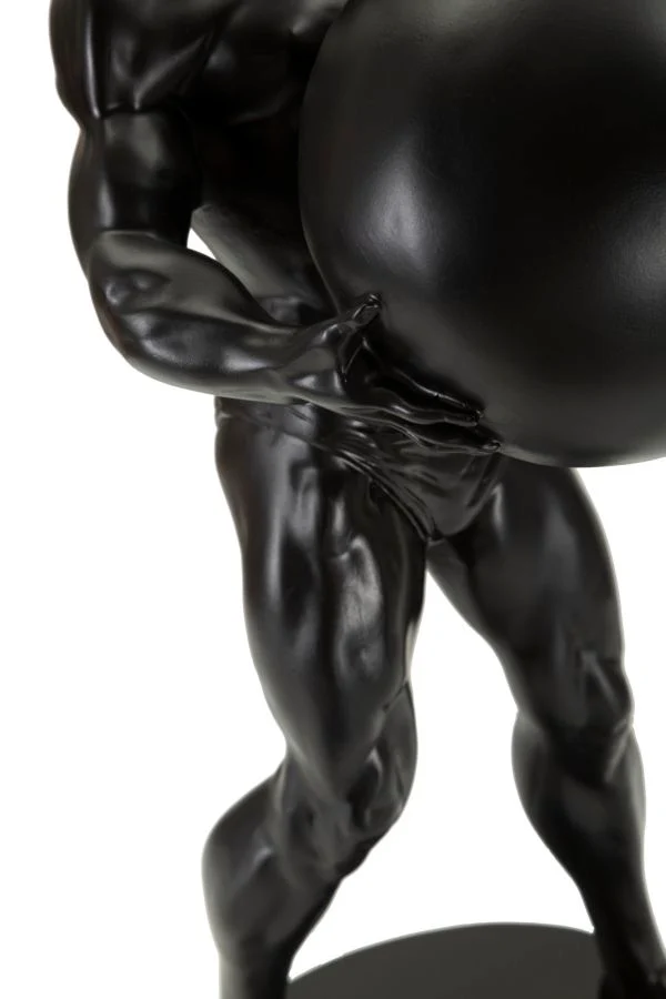 Statuetta Atlas 18,5x20,5x43,5 cm in Resina Nero e Oro