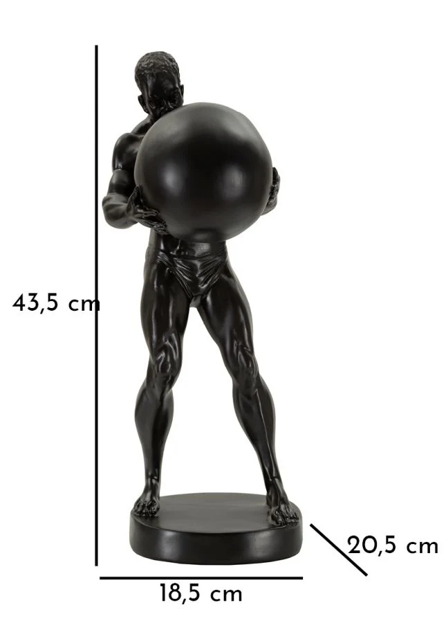 Statuetta Atlas 18,5x20,5x43,5 cm in Resina Nero e Oro