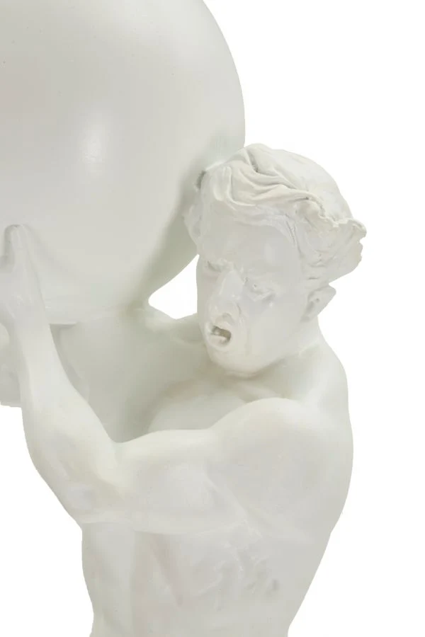 Statuetta Atlas 18x12,5x50 cm in Resina Bianco
