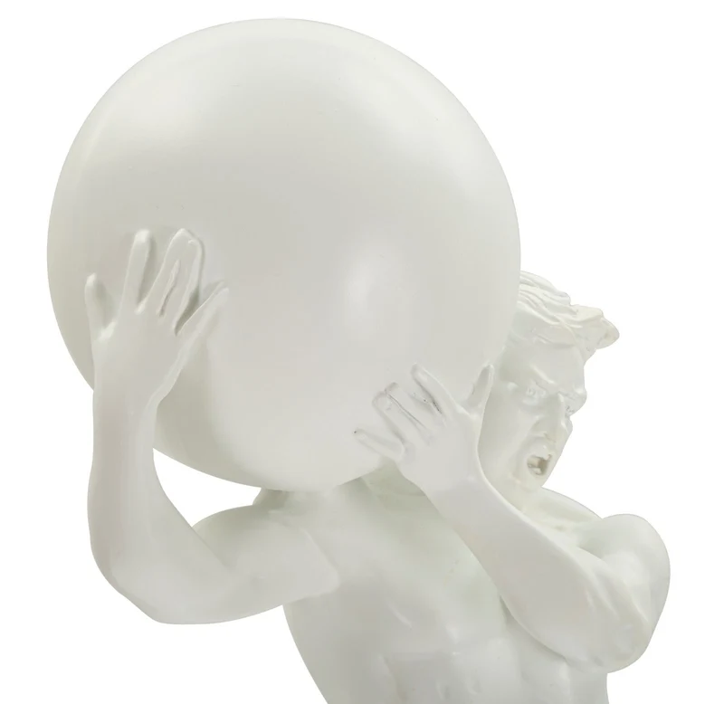 Statuetta Atlas 18x12,5x50 cm in Resina Bianco