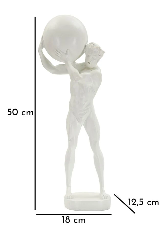 Statuetta Atlas 18x12,5x50 cm in Resina Bianco