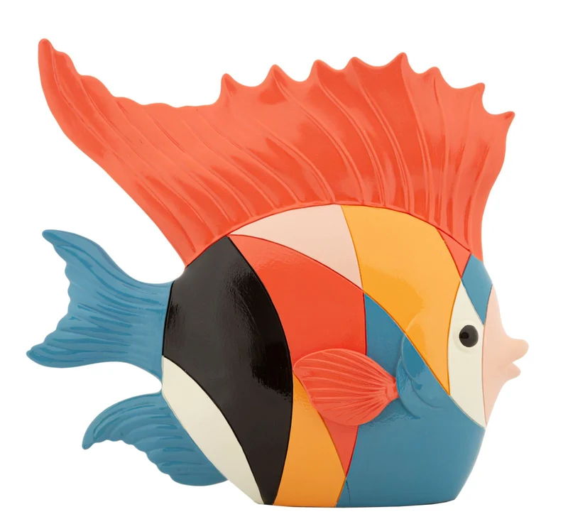 Decorazione Pesce Rubic 28x8x25 cm in Resina Multicolor
