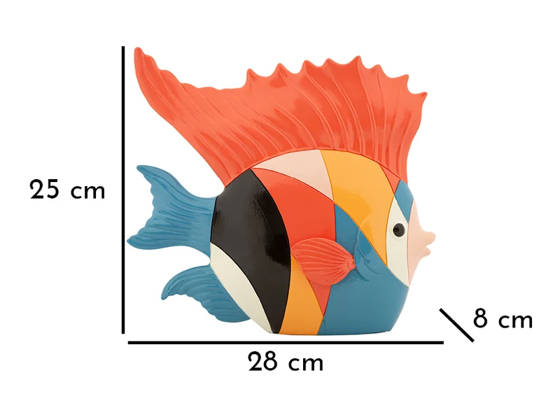 Decorazione Pesce Rubic 28x8x25 cm in Resina Multicolor