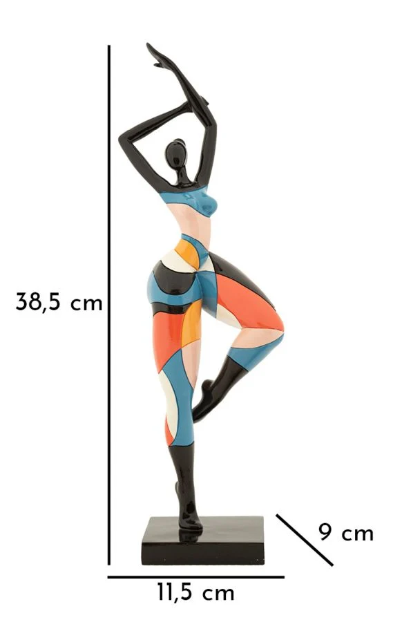 Decorazione Donnina Dance Rubic 11,5x9x38,5 cm in Resina Multicolor