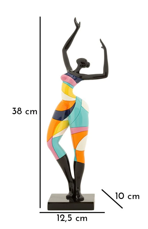 Decorazione Donnina Dance Rubic 12,5x10x38 cm in Resina Multicolor
