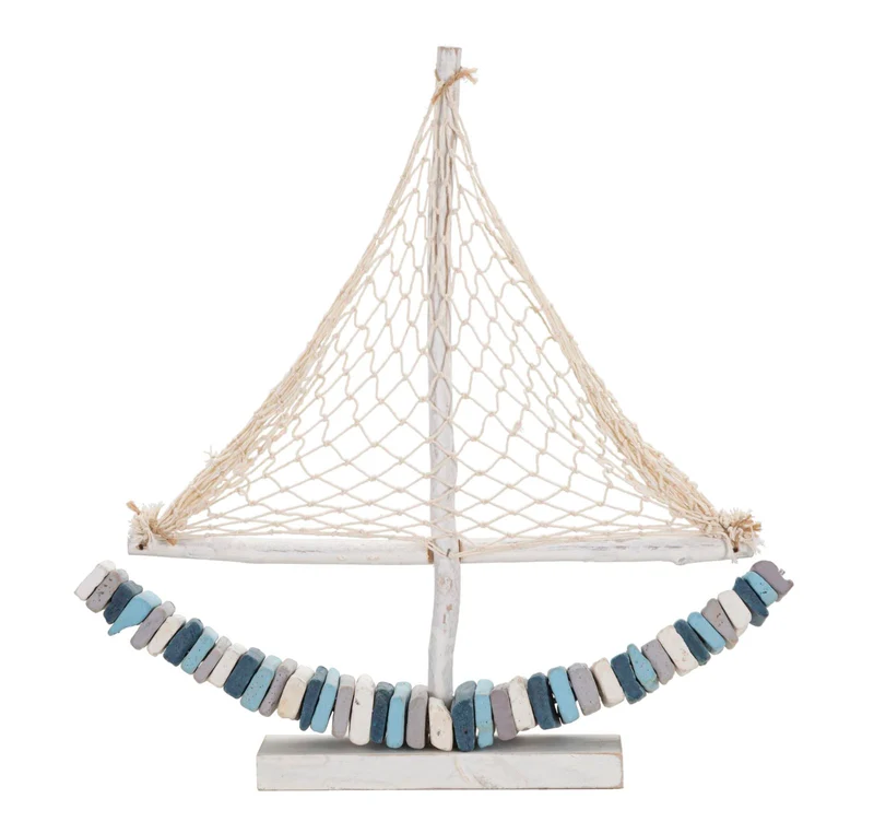 Decorazione Barca Color 45x7x45 cm in Tanoak