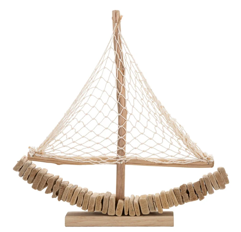 Decorazione Barca Nature 45x7x45 cm in Tanoak