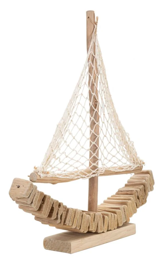 Decorazione Barca Nature 45x7x45 cm in Tanoak