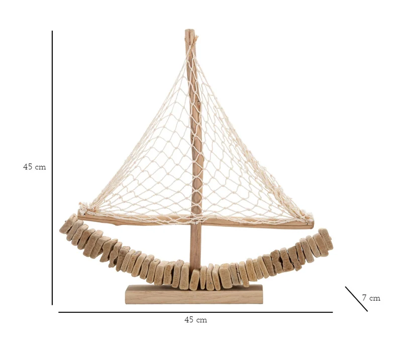Decorazione Barca Nature 45x7x45 cm in Tanoak