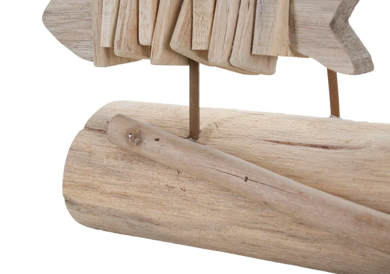 Decorazione Pesci Nature 37x10x24 cm in Tanoak