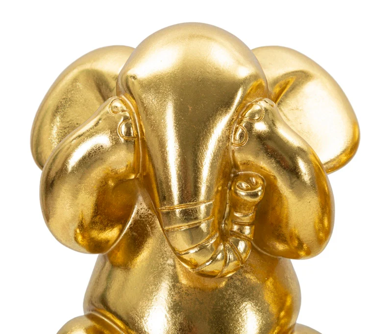 Set 3 Pezzi Decorazione Elefante Non Vedo Non Sento Non Parlo Ø15,5x20,5 cm in Resina Oro
