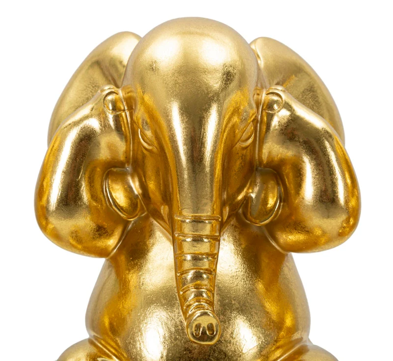 Set 3 Pezzi Decorazione Elefante Non Vedo Non Sento Non Parlo Ø15,5x20,5 cm in Resina Oro