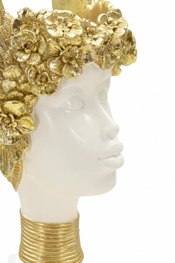Scultura Athena 15x14,5x32 cm in Resina Bianco e Oro