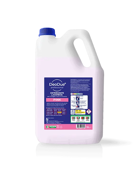 Detersivo liquido profumato per lavatrice Vebi DeoDue+ Professional Lavatrice Pink tanica 5 litri
