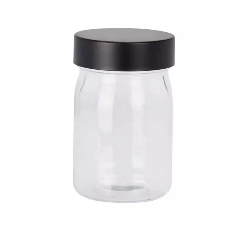 Barattolo in vetro con coperchio a vite, 250ml 6x11cm trasparente/nero