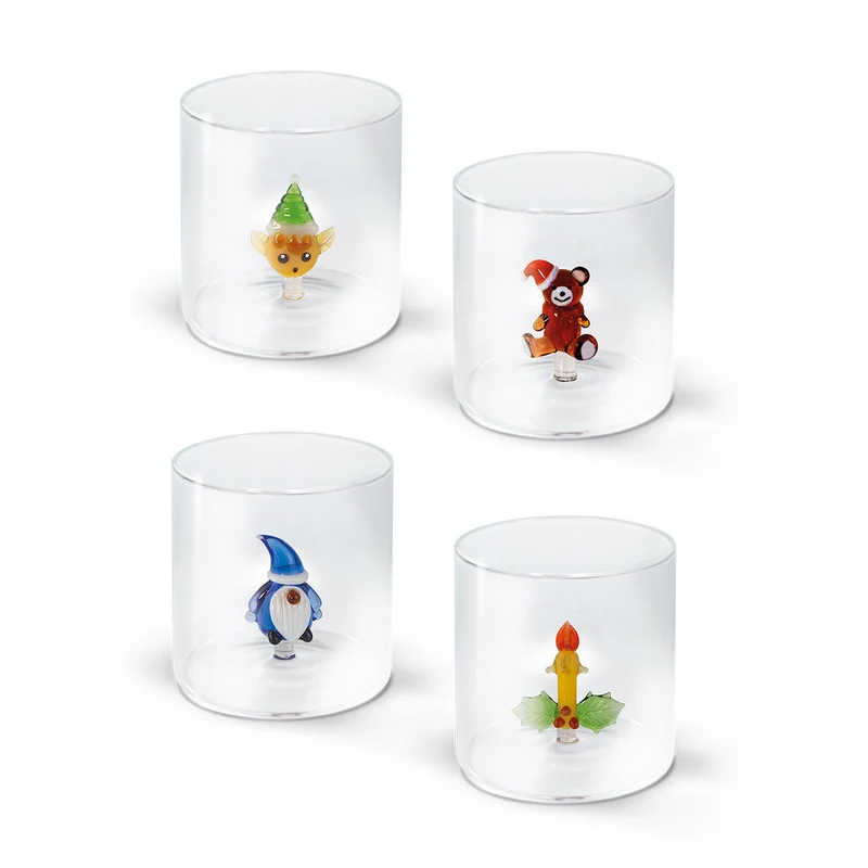 Bicchiere in Vetro Borosilicato 250ml Tema Natale Assortito